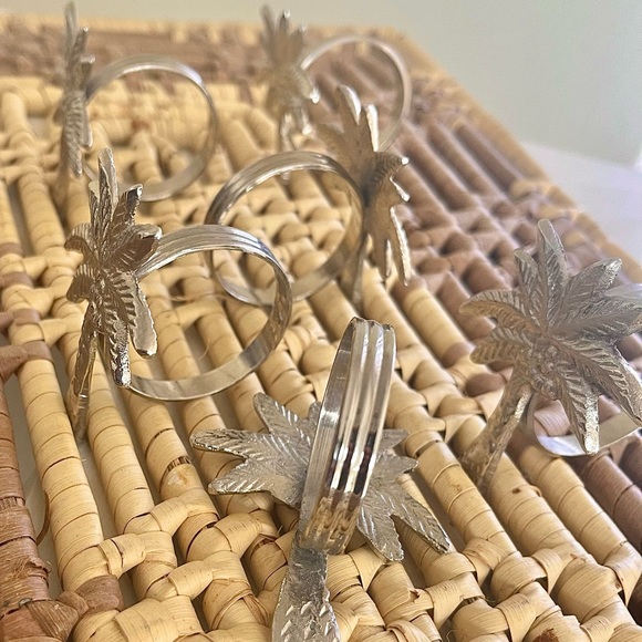 Six Palm Tree Silver Napkin Holders - Picture 2 of 4